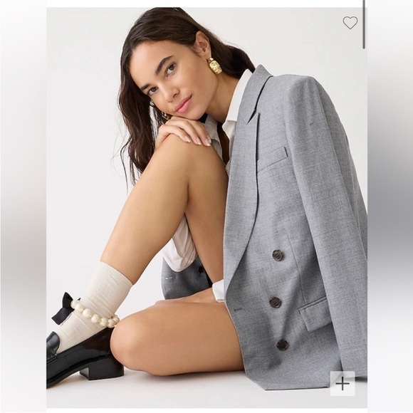 J. Crew (NWT) Collection relaxed double-breasted blazer in wool gray size 0 - Picture 4 of 12
